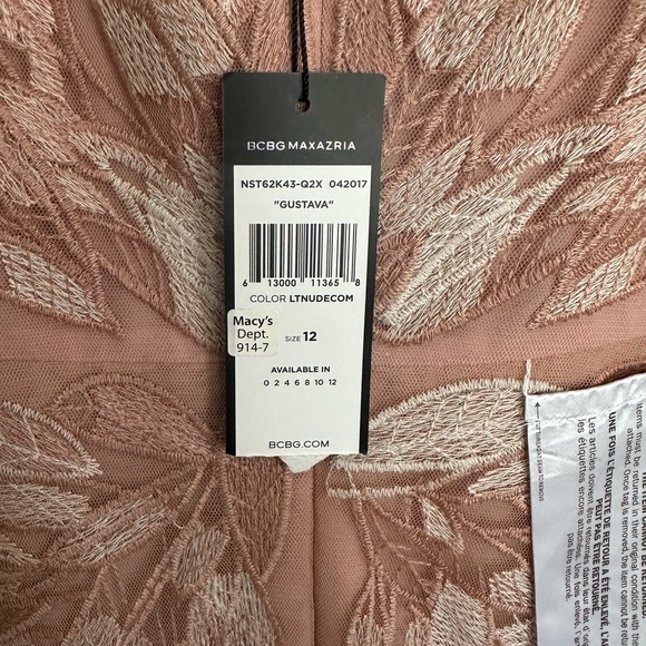 BCBGMaxAzria Pink Floral Embroidery Tulle Midi
Dress Sz 12 NWT - Picture 4 of 4